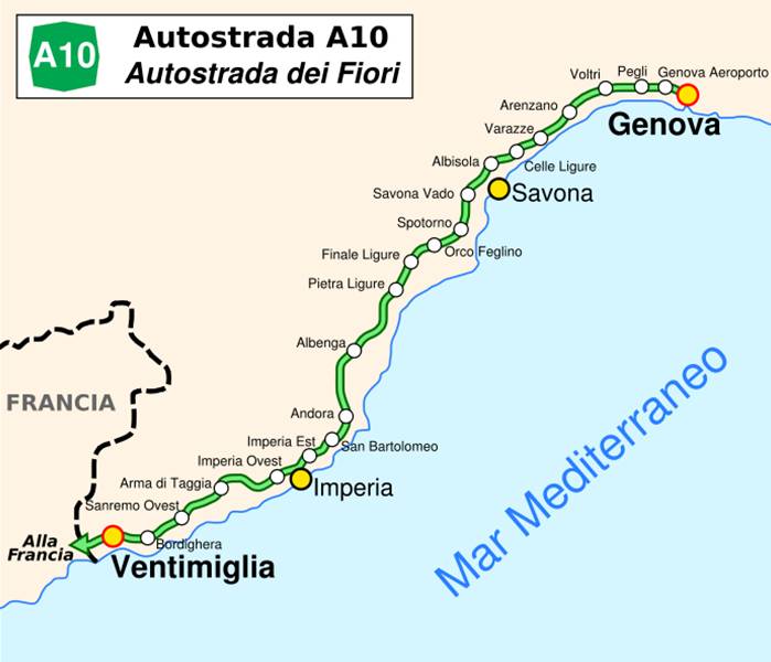 autostrada a10 uscite